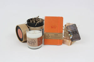 SPRING COLLECTIONS : 1 Essential Oil Candle, 1 Organic Soap, 1 Leather Journal - Spirit Spice