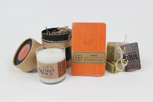 The FAITH Collection - Set of Organic Soaps, Handcrafted Scented Candle & Daily Planner - Spirit Spice