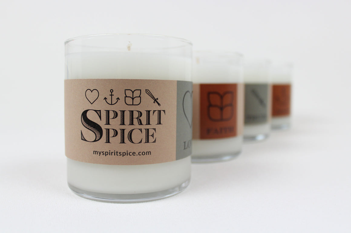 Spirit Spice Collection -  Handcrafted Scented Soy Candles 8oz 4 Pack with Black Tea Tree Healing Soap - Spirit Spice