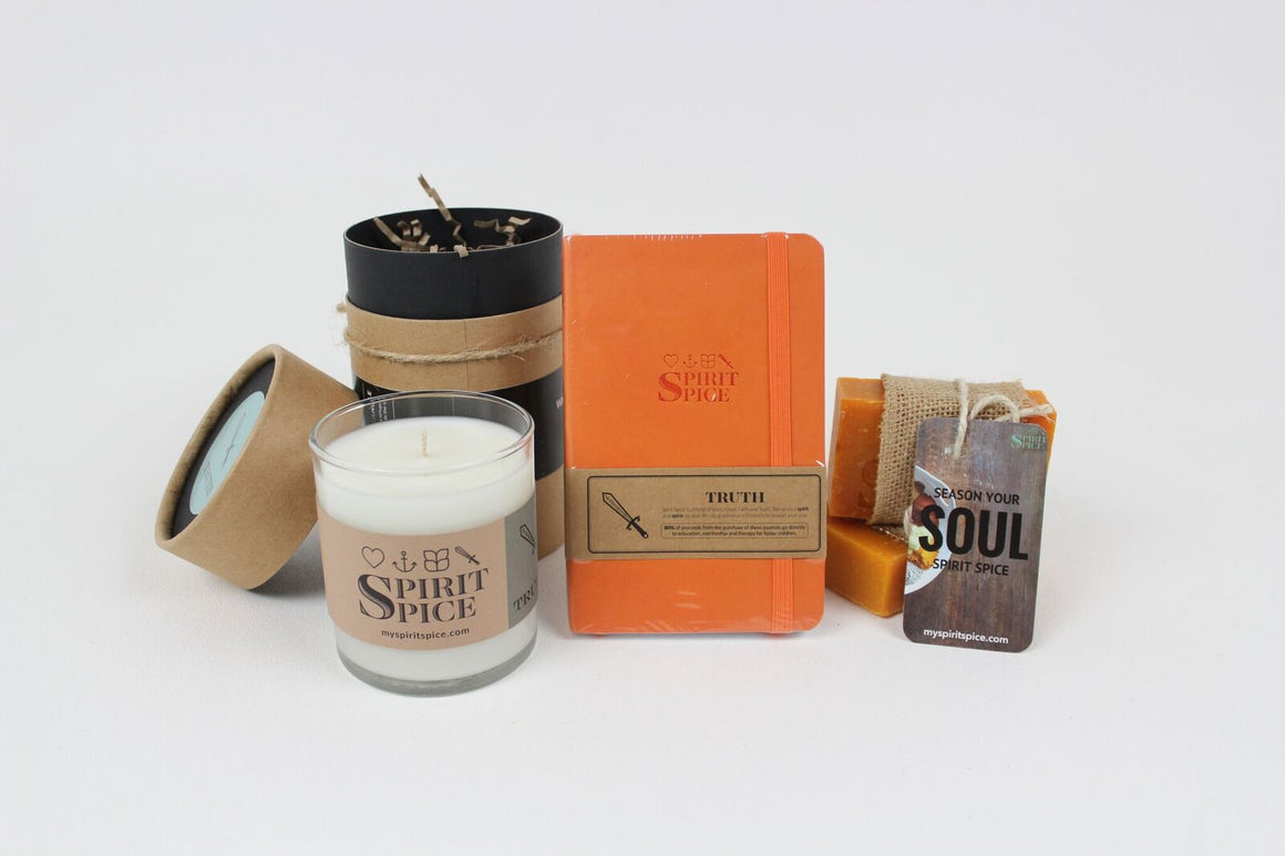 The TRUTH Collection - Set of Organic Soaps, Handcrafted Scented Candle & Daily Planner - Spirit Spice