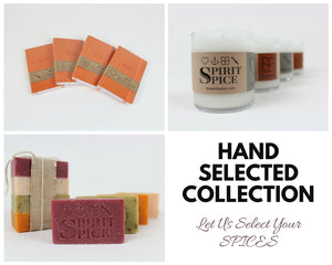 SPRING COLLECTIONS : 1 Essential Oil Candle, 1 Organic Soap, 1 Leather Journal - Spirit Spice